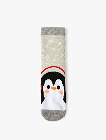 Havlu Çorap Penguen Desenli Pamuklu