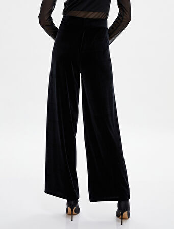 Kadife Pantolon Bol Paça Yüksek Bel