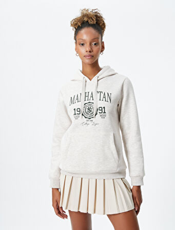 Kolej Kapşonlu Sweatshirt Kanguru Cepli Rahat Kesim