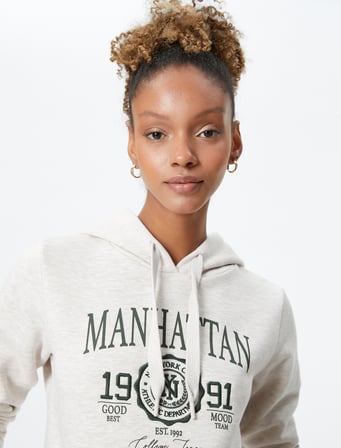 Kolej Kapşonlu Sweatshirt Kanguru Cepli Rahat Kesim