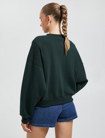 Bisiklet Yaka Sweatshirt Reglan Kollu Ribanalı