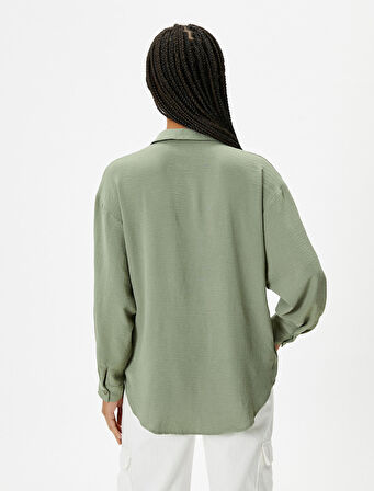 Gömlek Uzun Dökümlü Kol Klasik Yaka Rahat Kesim