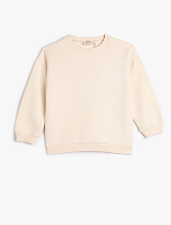 Basic Sweatshirt Şardonlu Bisiklet Yaka