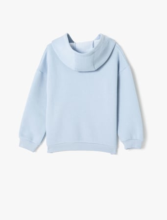 Kapşonlu Kolej Sweatshirt Şardonlu Uzun Kollu