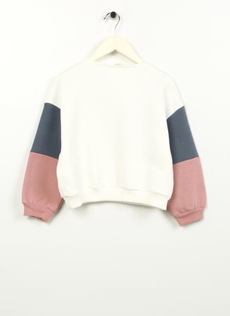 Koton Çok Renkli Kız Çocuk Bisiklet Yaka Uzun Kollu Baskılı Sweatshirt 4WKG10306AK