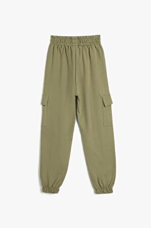 Koton Kız Çocuk Basic Kargo Jogger Eşofman Altı Şardonlu Beli Bağlamalı Cepli Pamuklu