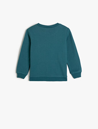 Sweatshirt Baskılı Uzun Kollu Bisiklet Yaka Kanguru Cepli Şardonlu Pamuklu