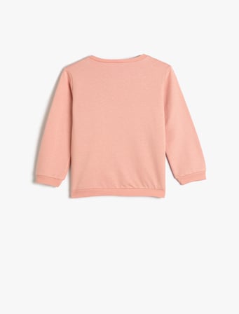 Sweatshirt Şardonlu Bisiklet Yaka Baskılı Pamuklu