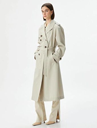 4WAK00145EW Koton Kadın Trençkot BEJ