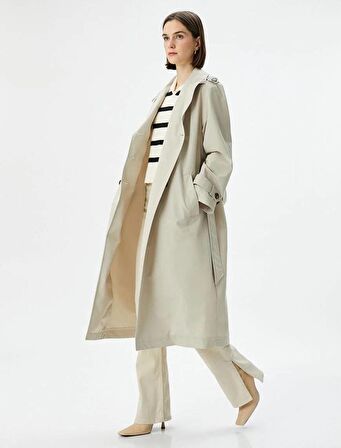 4WAK00145EW Koton Kadın Trençkot BEJ