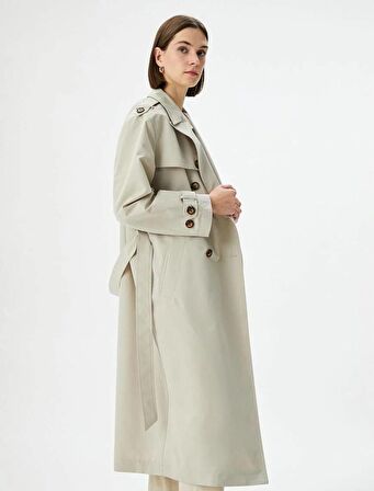 4WAK00145EW Koton Kadın Trençkot BEJ
