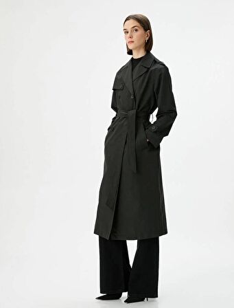4WAK00145EW Koton Kadın Trençkot SİYAH
