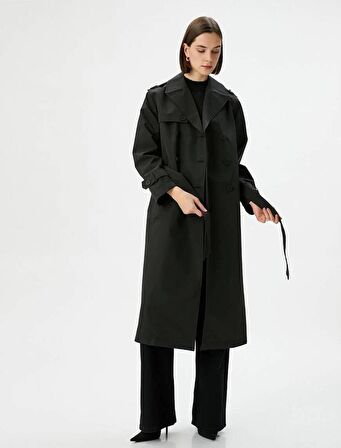 4WAK00145EW Koton Kadın Trençkot SİYAH