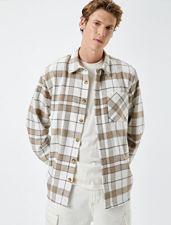 Oduncu Gömleği Klasik Yaka Cep Detaylı Düğmeli Uzun Kollu