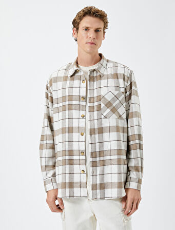 Oduncu Gömleği Klasik Yaka Cep Detaylı Düğmeli Uzun Kollu