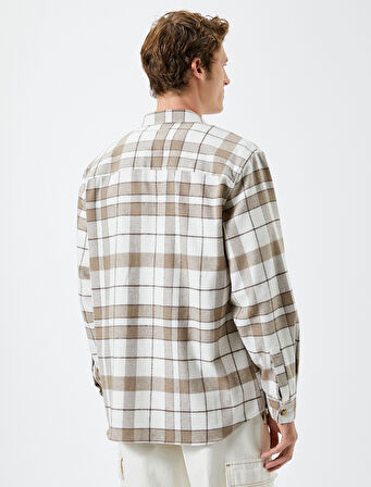 Oduncu Gömleği Klasik Yaka Cep Detaylı Düğmeli Uzun Kollu