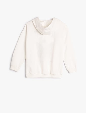 Kapşonlu Sweatshirt Şardonlu Kelebek Baskılı
