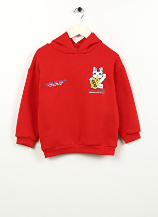 Koton Kırmızı Kız Çocuk Uzun Kollu Baskılı Sweatshirt 4WKG10261AK