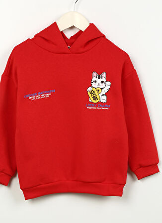 Koton Kırmızı Kız Çocuk Uzun Kollu Baskılı Sweatshirt 4WKG10261AK