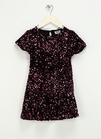 Koton Pullu Mor Kız Çocuk Kısa Elbise 4WKG80036AK