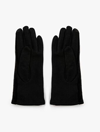 Eldiven Süet Görünümlü Boncuk İşlemeli