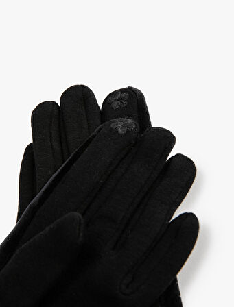 Eldiven Süet Görünümlü Boncuk İşlemeli