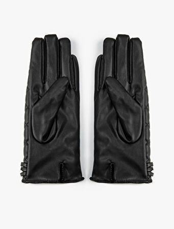 Eldiven Suni Deri Kapitone Detaylı