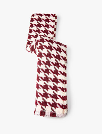 Atkı Kazayağı Desenli Yumuşak Dokulu Püsküllü