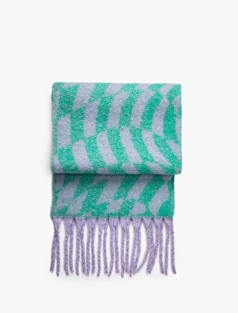 Atkı Kareli Yumuşak Dokulu Püsküllü