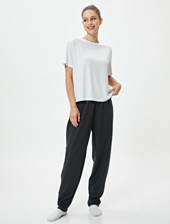 Jogger Pijama Altı Beli Lastikli