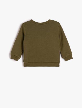 Dinozorlu Sweatshirt Bisiklet Yaka Uzun Kollu