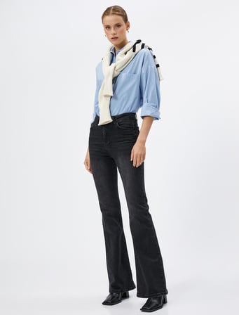İspanyol Kot Pantolon Normal Bel - Victoria Jean