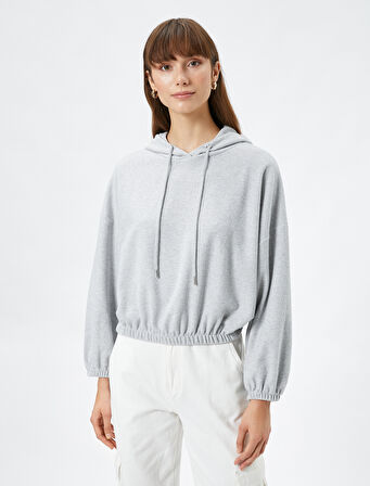 Kapüşonlu Sweatshirt Beli ve Bilekleri Lastikli
