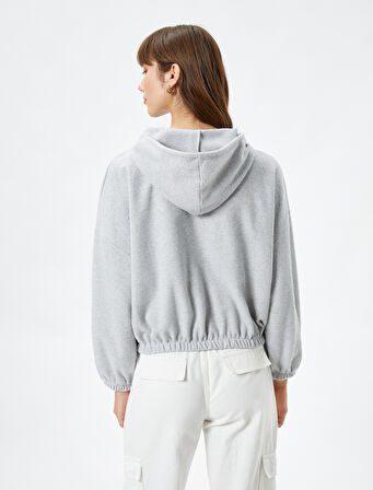 Kapüşonlu Sweatshirt Beli ve Bilekleri Lastikli