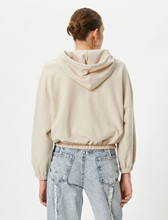 Kapüşonlu Sweatshirt Beli ve Bilekleri Lastikli