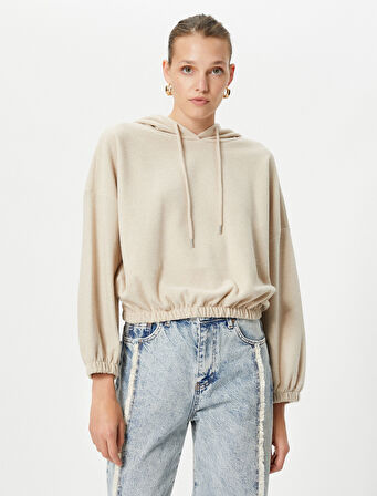 Kapüşonlu Sweatshirt Beli ve Bilekleri Lastikli