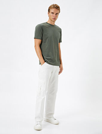 Basic Tişört Slim Fit Bisiklet Yaka Pamuklu
