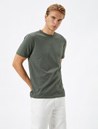 Basic Tişört Slim Fit Bisiklet Yaka Pamuklu