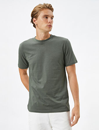 Basic Tişört Slim Fit Bisiklet Yaka Pamuklu