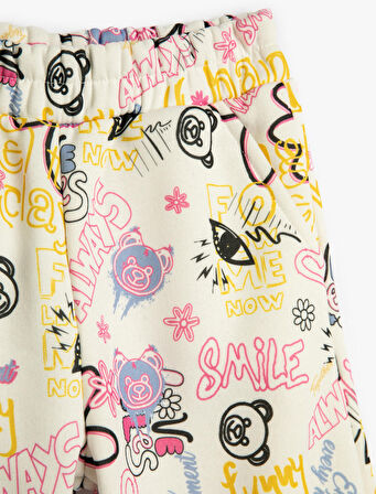 Jogger Eşofman Altı Beli Lastikli Cepli Grafiti Baskılı