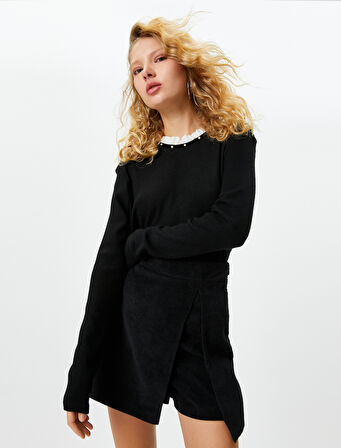 Mini Şort Etek Fitilli Kadife 