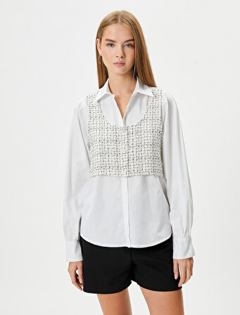 Gömlek Tüvit Yelek Detaylı Uzun Kollu Klasik Yaka Pamuklu