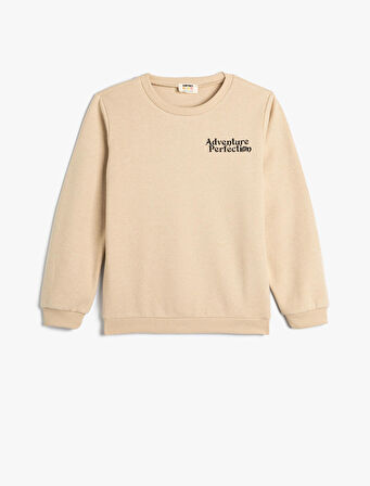 Sweatshirt Uzun Kollu Bisiklet Yaka Dokulu Şardonlu