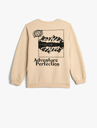 Sweatshirt Uzun Kollu Bisiklet Yaka Dokulu Şardonlu