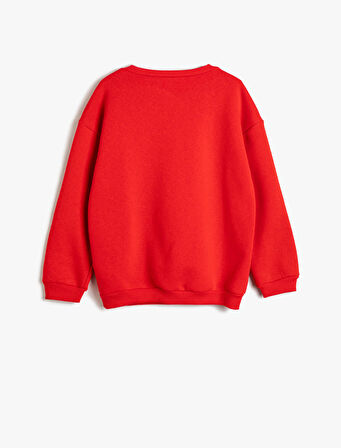 Atatürk Baskılı Sweatshirt Uzun Kollu Bisiklet Yaka Şardonlu 