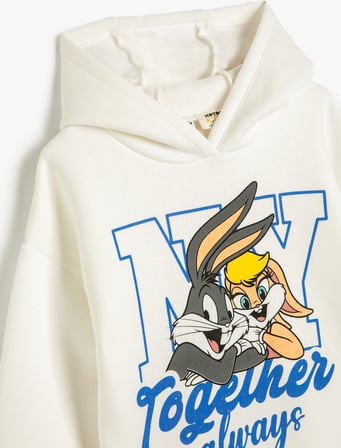 Bugs Bunny ve Lola Bunny Sweat Lisanslı Kapüşonlu Şardonlu