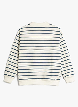 Koton Çizgili Kız Çocuk Mavi - Beyaz Sweatshırt 4WKG10283AK
