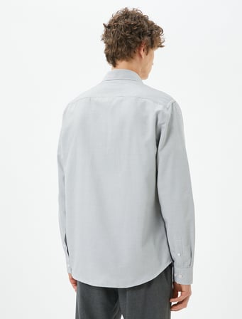 Basic Gömlek Klasik Yaka Minimal Desenli Düğmeli Non Iron