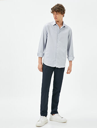 Basic Gömlek Klasik Yaka Minimal Desenli Düğmeli Non Iron