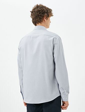 Basic Gömlek Klasik Yaka Minimal Desenli Düğmeli Non Iron